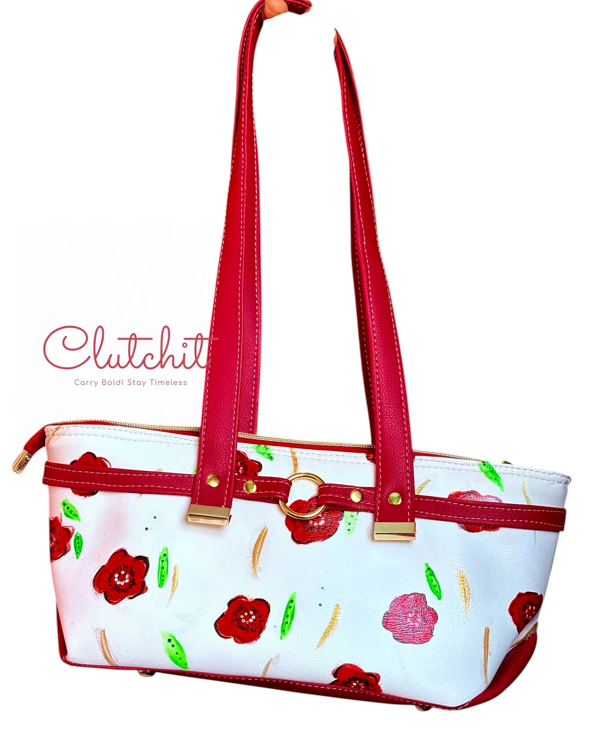 Original Hand painted East West mid size purse !