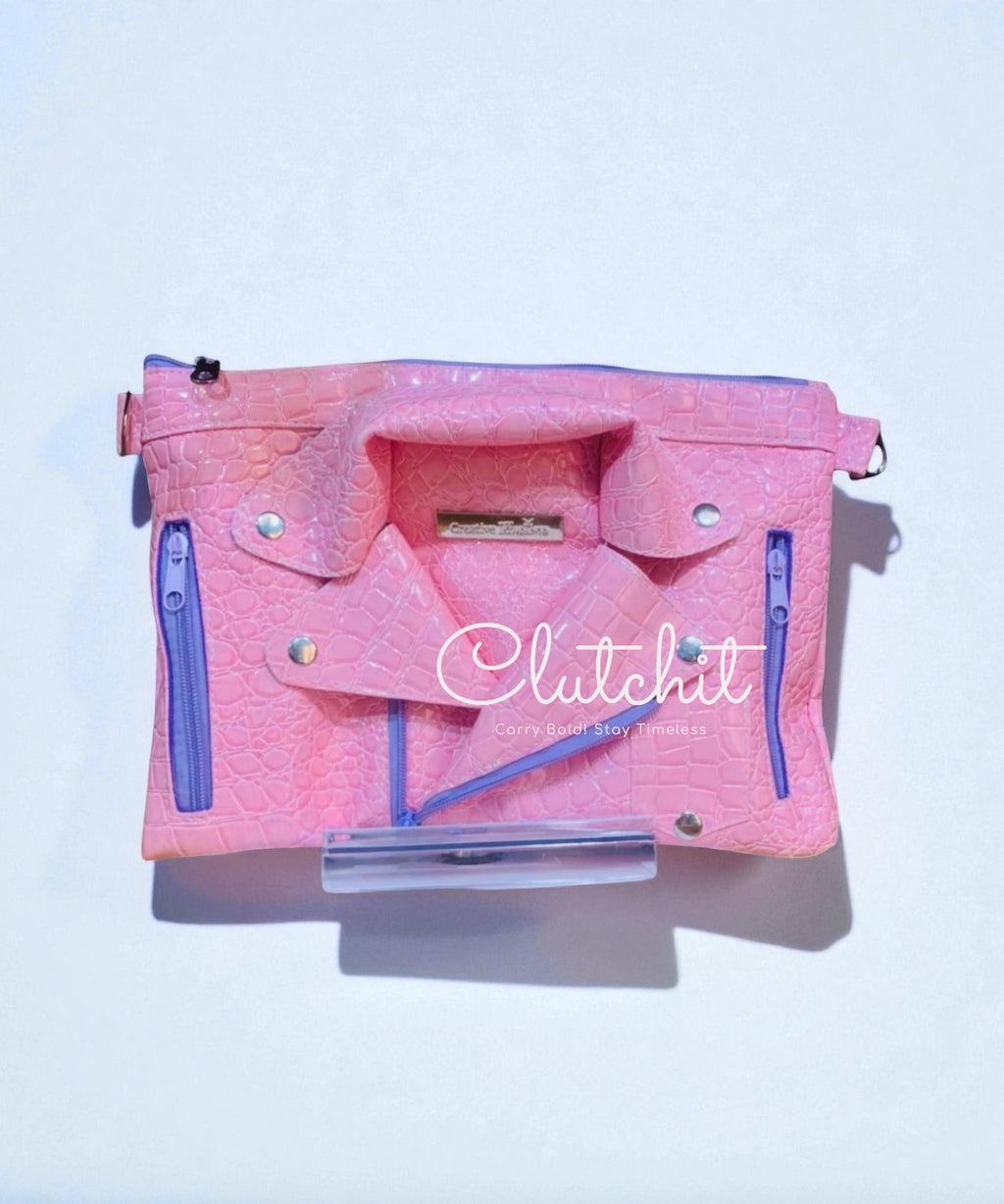 Clutch It -Pink Biker Jacket Clutch  Custom Order Available!