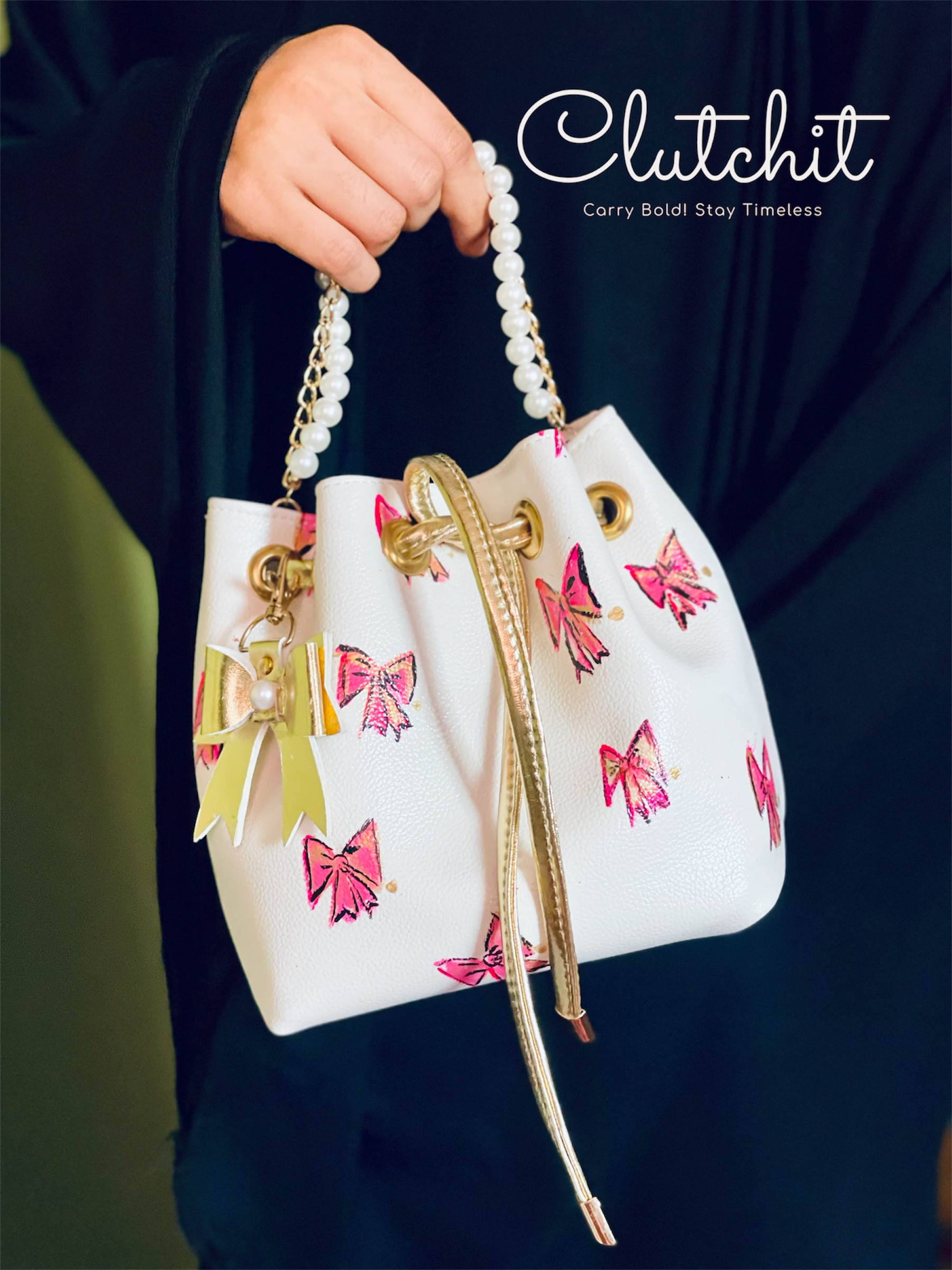 Clutch It-Bow Charm Mini Bucket Bag
