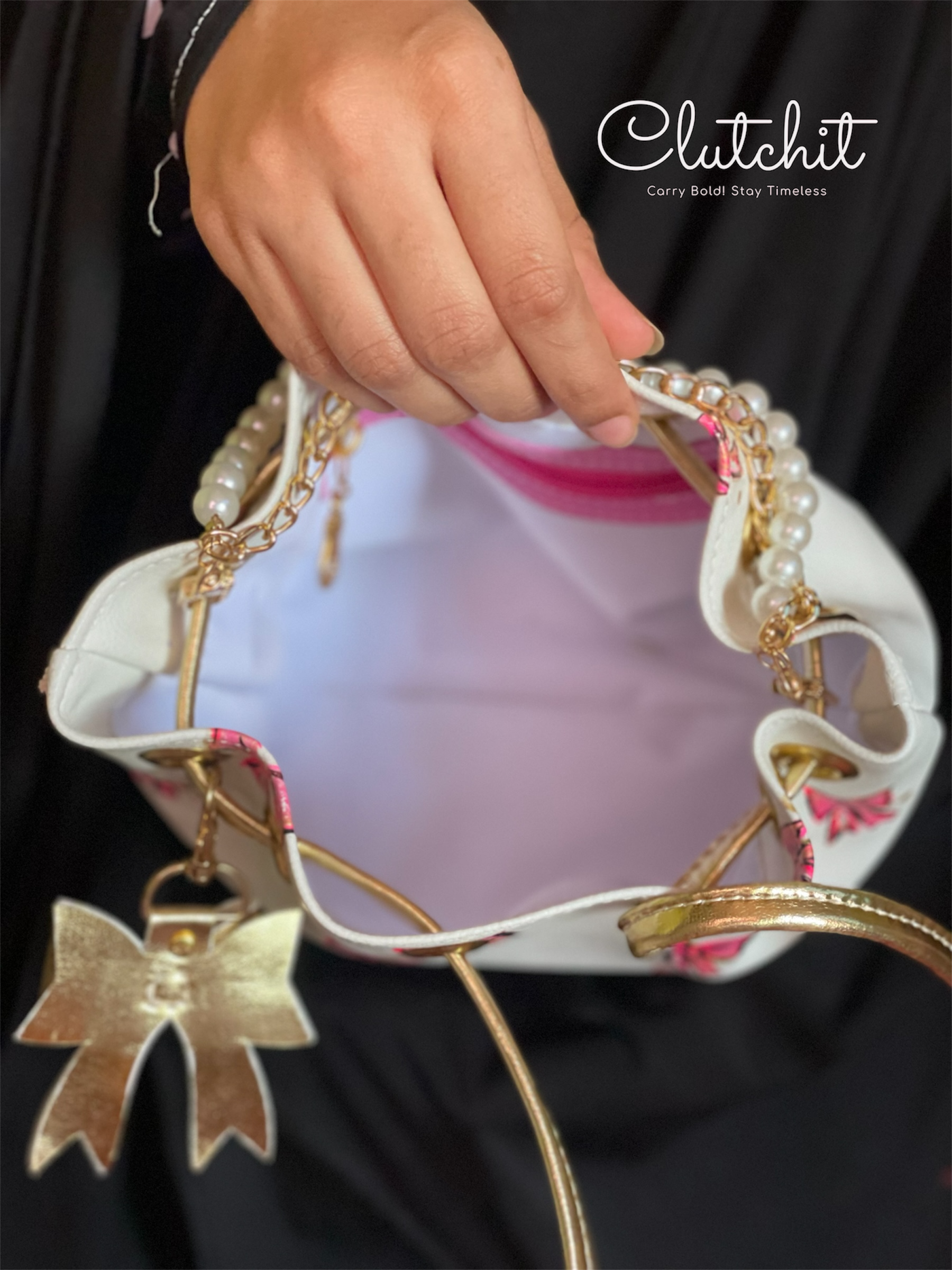 Clutch It-Bow Charm Mini Bucket Bag