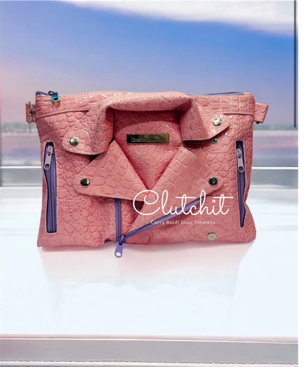 Clutch It -Pink Biker Jacket Clutch  Custom Order Available!