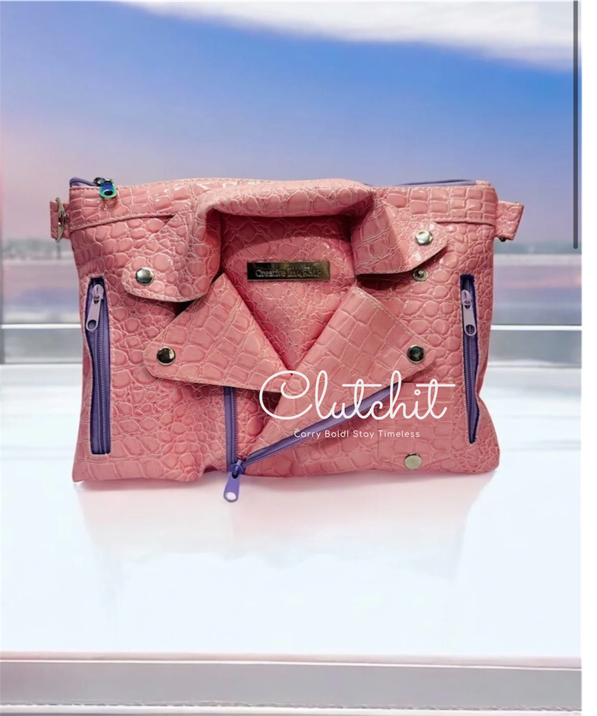 Clutch It -Pink Biker Jacket Clutch  Custom Order Available!